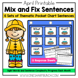April Pocket Chart Sentences | Predictable Sight Word Sentences