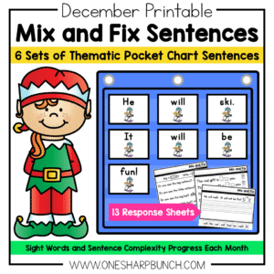December Pocket Chart Sentences | Predictable Sight Word Sentences