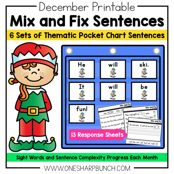 December Pocket Chart Sentences | Predictable Sight Word Sentences