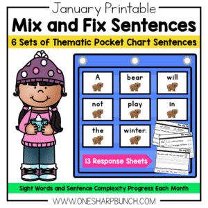 January Pocket Chart Sentences | Predictable Sight Word Sentences