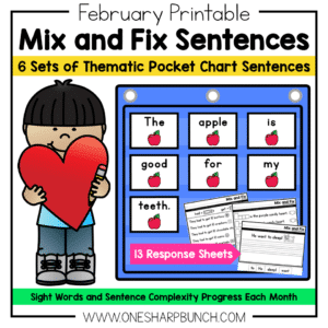 February Pocket Chart Sentences | Predictable Sight Word Sentences