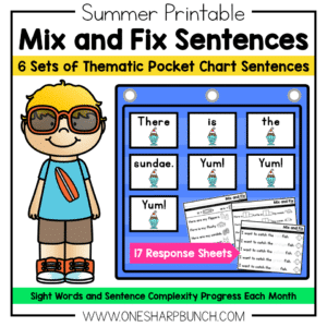 Summer Pocket Chart Sentences | Predictable Sight Word Sentences