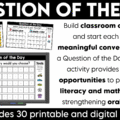 Jumpstart your morning with simple attendance questions that get everyone talking! These printable and digital Question of the Day activities are the perfect way to add meaningful conversation and connection to your morning routine. Use these conversation starters during your morning meeting, morning work, or daily classroom routine as students answer questions, share their ideas, and get to know one another. With 30 engaging questions, you'll have an easy, no-prep activity ready to go!
