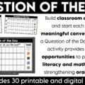 Jumpstart your morning with simple attendance questions that get everyone talking! These printable and digital Question of the Day activities are the perfect way to add meaningful conversation and connection to your morning routine. Use these conversation starters during your morning meeting, morning work, or daily classroom routine as students answer questions, share their ideas, and get to know one another. With 30 engaging questions, you'll have an easy, no-prep activity ready to go!