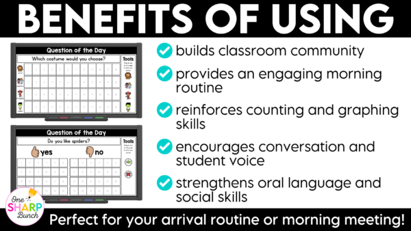 October Question of the Day Jumpstart your morning with simple attendance questions that get everyone talking! These printable and digital Question of the Day activities are the perfect way to add meaningful conversation and connection to your morning routine. Use these conversation starters during your morning meeting, morning work, or daily classroom routine as students answer questions, share their ideas, and get to know one another. With 30 engaging questions, you'll have an easy, no-prep activity ready to go!