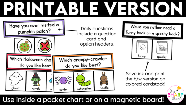 October Question of the Day Jumpstart your morning with simple attendance questions that get everyone talking! These printable and digital Question of the Day activities are the perfect way to add meaningful conversation and connection to your morning routine. Use these conversation starters during your morning meeting, morning work, or daily classroom routine as students answer questions, share their ideas, and get to know one another. With 30 engaging questions, you'll have an easy, no-prep activity ready to go!