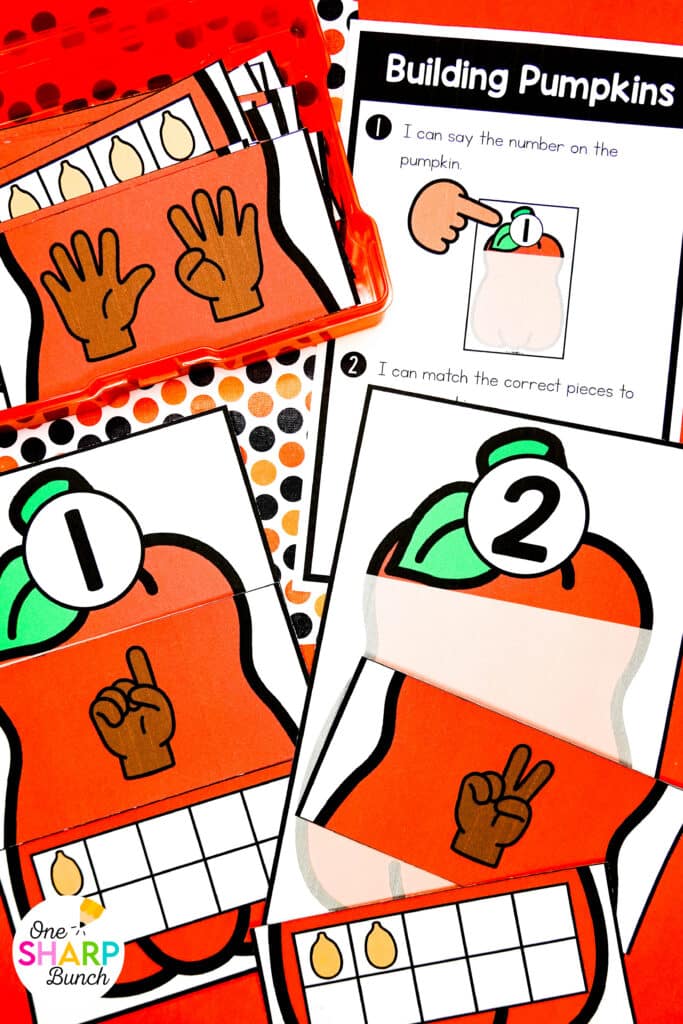 Add seasonal fun to your classroom with these pumpkin centers for kindergarten! These hands-on pumpkin activities for kids and pumpkin-themed centers make practicing important math and literacy skills engaging. Perfect for fall centers for kindergarten and fall kindergarten centers, they can also be used for morning tubs, fast finishers, and early finishers for meaningful, independent practice all fall long!