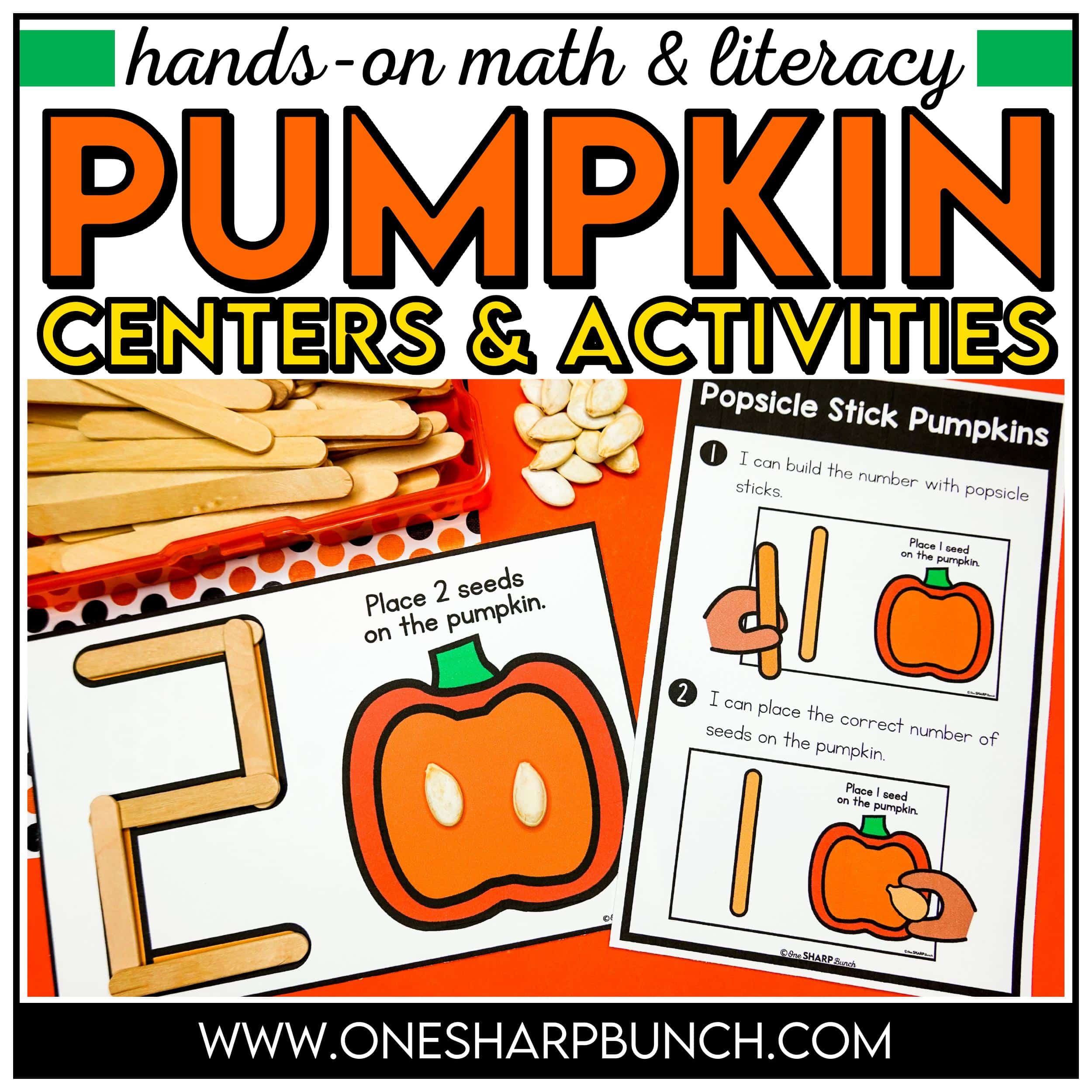 Add seasonal fun to your classroom with these pumpkin centers for kindergarten! These hands-on pumpkin activities for kids and pumpkin-themed centers make practicing important math and literacy skills engaging. Perfect for fall centers for kindergarten and fall kindergarten centers, they can also be used for morning tubs, fast finishers, and early finishers for meaningful, independent practice all fall long!
