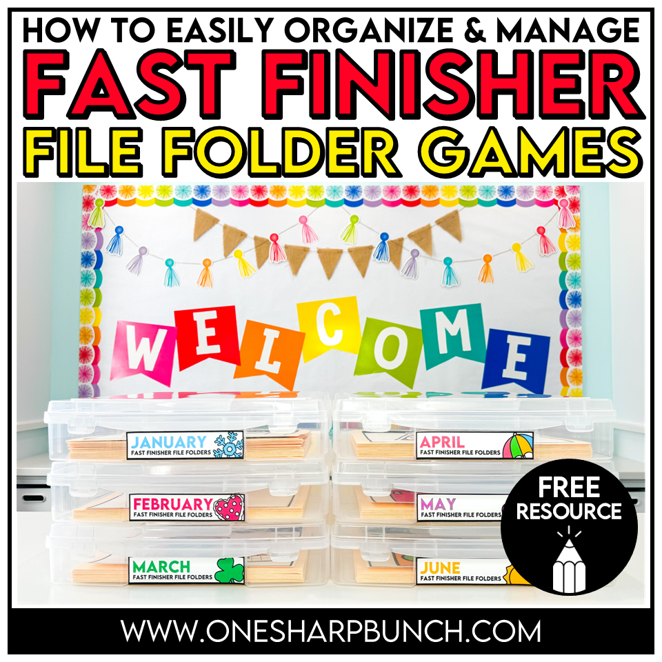Fast Finisher File Folder Labels for Early Finisher Activities