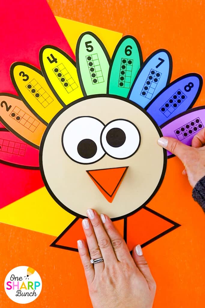 Gobble up some learning with these engaging turkey activities! This turkey craft for kids combines a number order turkey craft with a Turkey Trot math game for hands-on number sense practice. Perfect for turkey math centers, thanksgiving activities, and thanksgiving centers for kindergarten, this thanksgiving craft keeps students engaged while building important math skills. Add these activities to your fall centers for meaningful, seasonal learning!