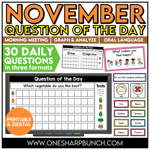 November Question of the Day Morning Meeting Slides for Classroom Community