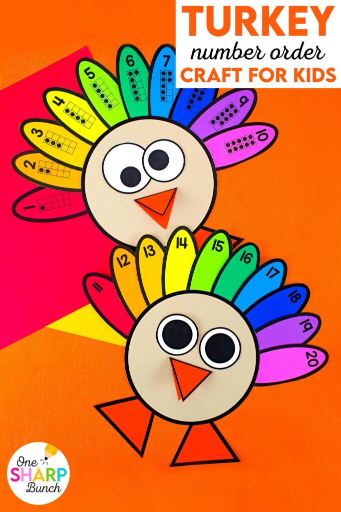 Gobble up some learning with these engaging turkey activities! This turkey craft for kids combines a number order turkey craft with a Turkey Trot math game for hands-on number sense practice. Perfect for turkey math centers, thanksgiving activities, and thanksgiving centers for kindergarten, this thanksgiving craft keeps students engaged while building important math skills. Add these activities to your fall centers for meaningful, seasonal learning!